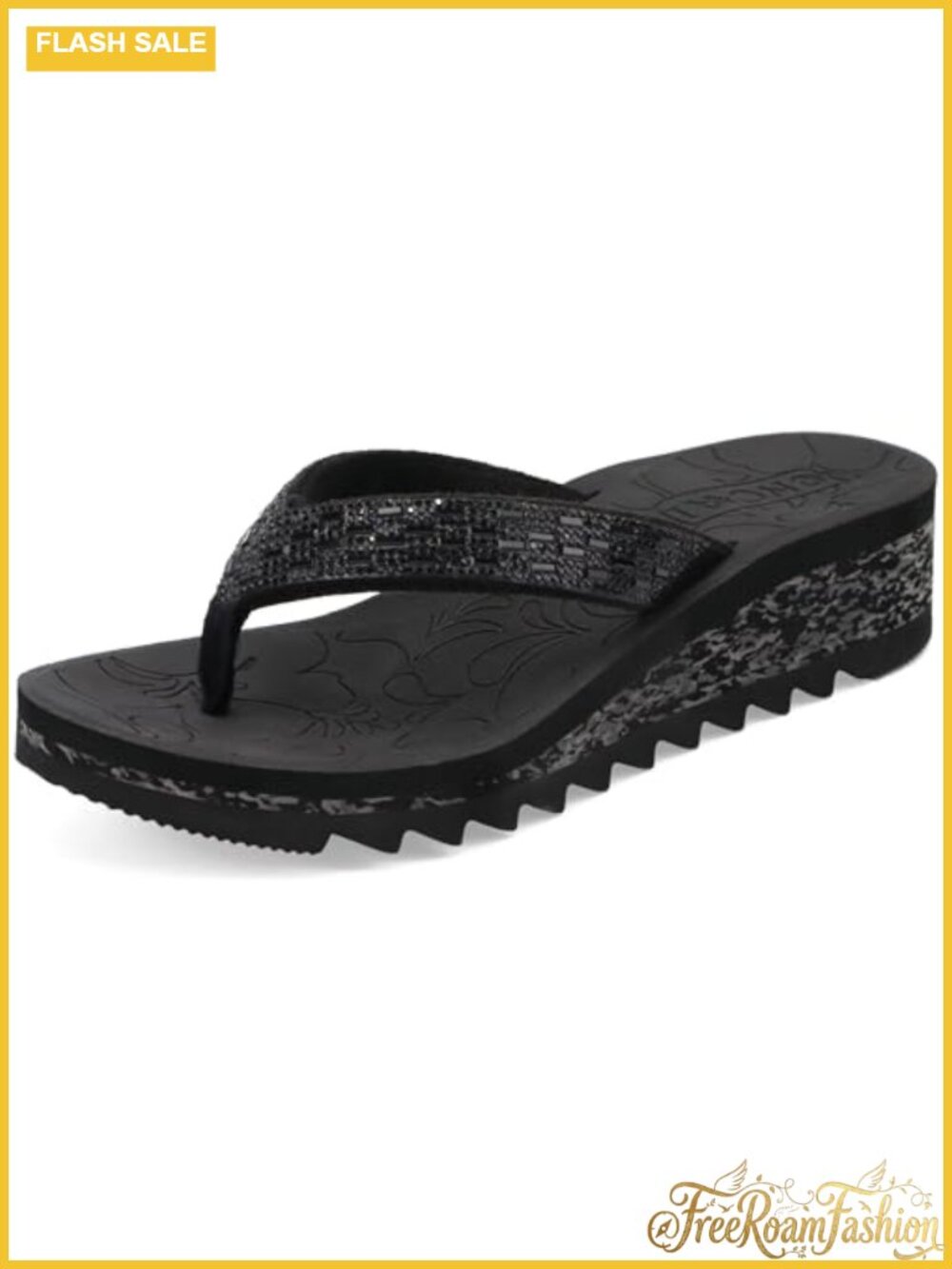 Wedge Flip Flops Rhinestone Arch Support Yoga Mat Rubber Sole